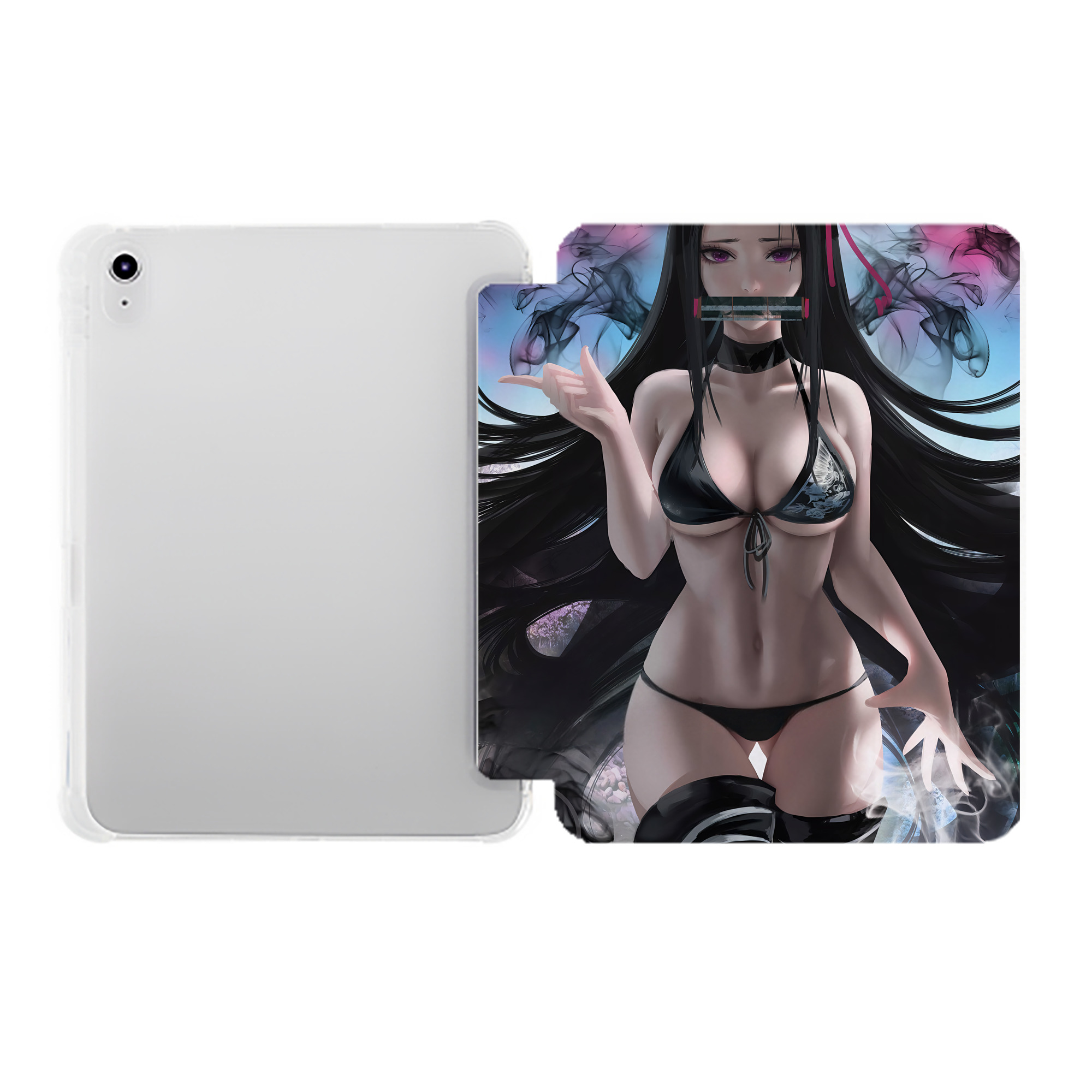 （画像用） 鬼滅の刃（きめつのやいば）竈門 禰󠄀豆子／かまど ねずこ Kamado Nezuko IPad ケース ペン収納付き 三つ折りスタンド PUレザー×シリコン 対応機種9.5/10.5/10.9インチ